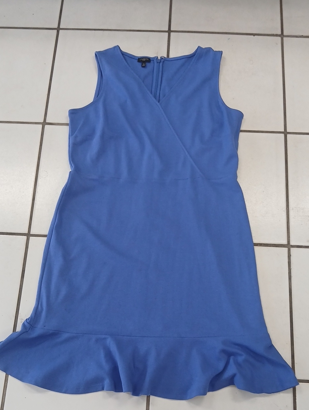 Talbots Periwinkle Sleeveless Wrap-Front Midi Dress with Ruffle Hem